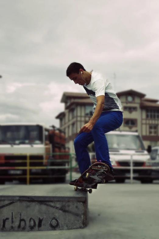 a man on a skateboard performing a trick