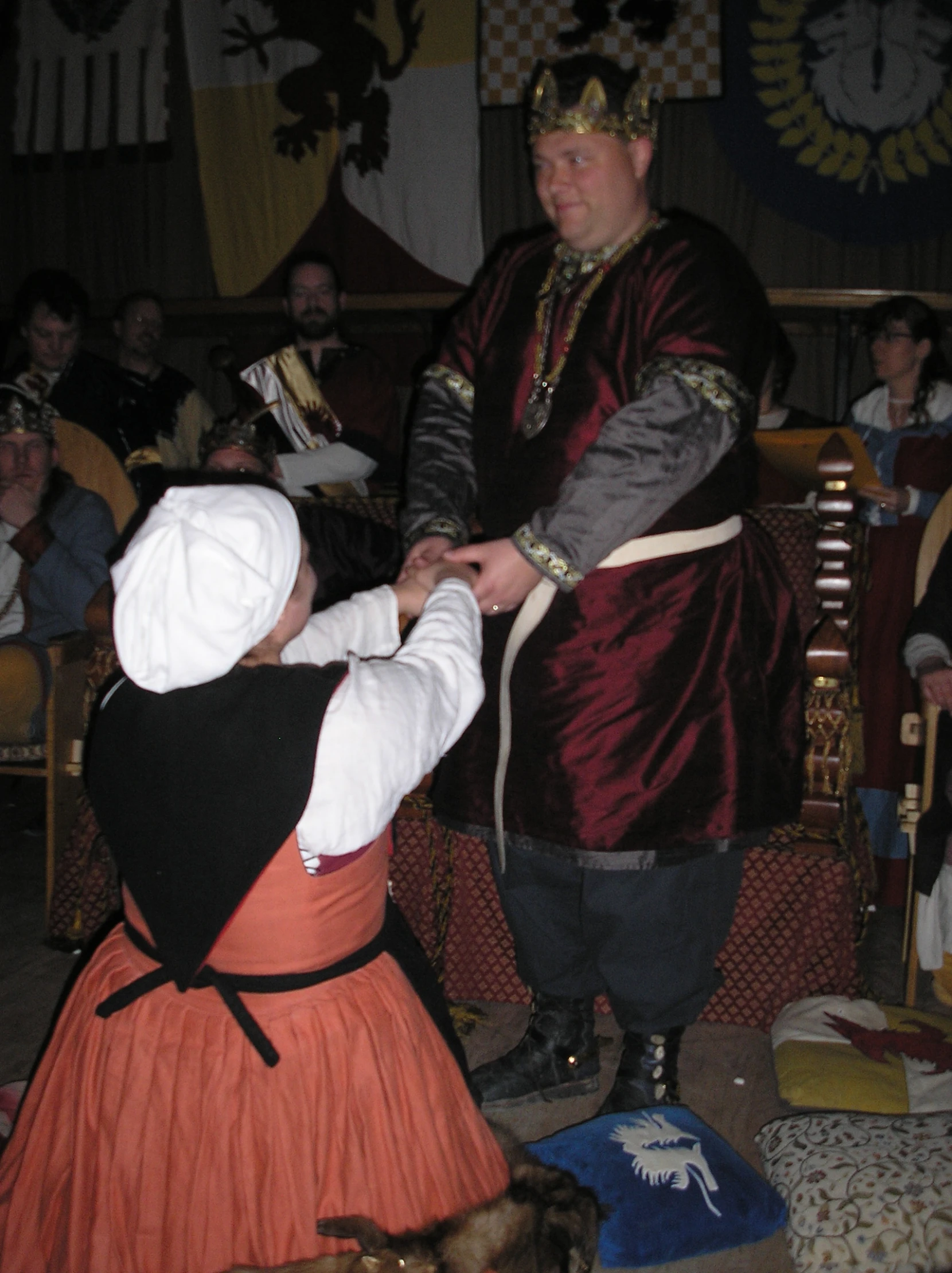 people dressed as the traditional bavarian settlers dancing