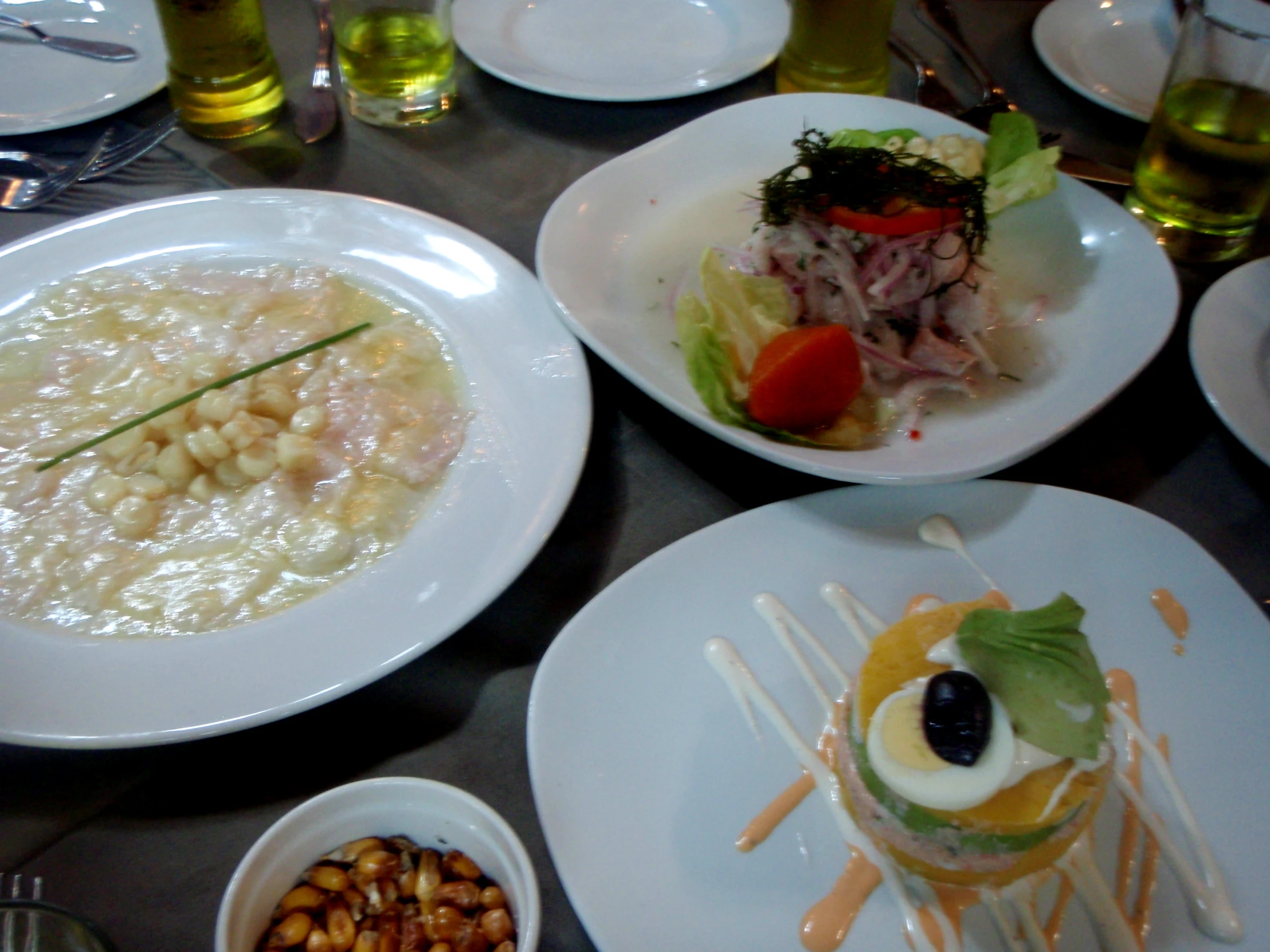 plates with food are set on a table