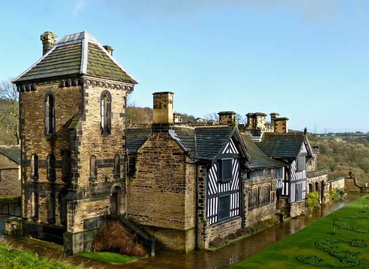 a castle like building with a steeple in front