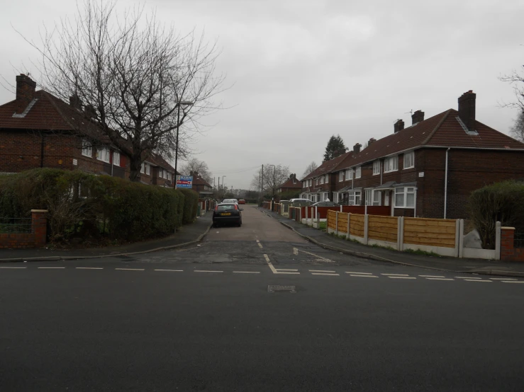 the town street is deserted in the winter