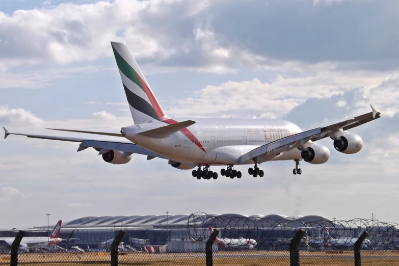 a large commercial plane on an airport runway