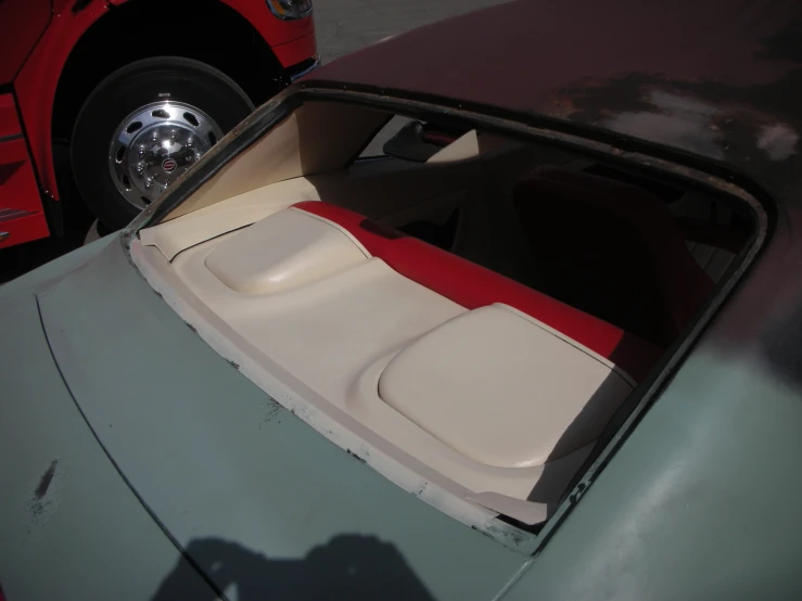 a car that has its trunk and interior opened