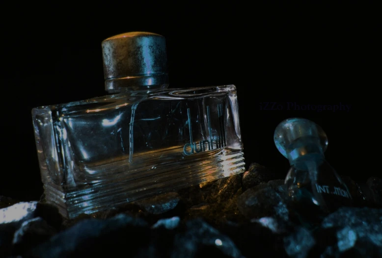 an object sits on top of rocks in the dark