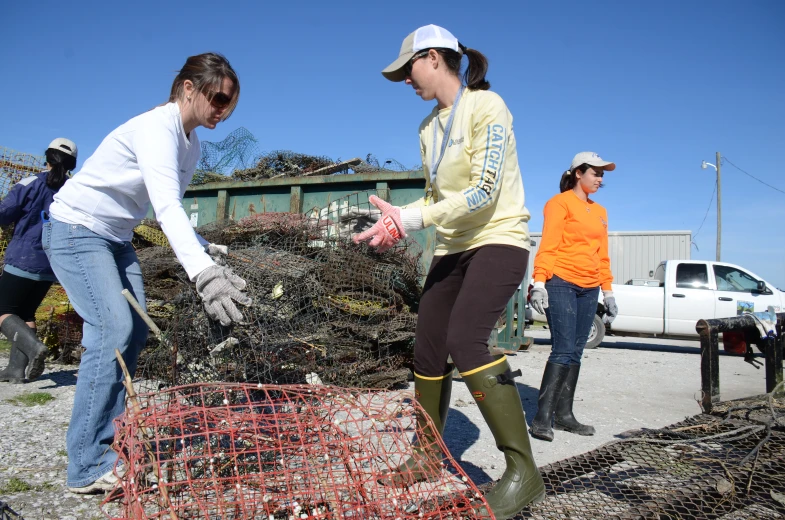 two women work together to plant a tree