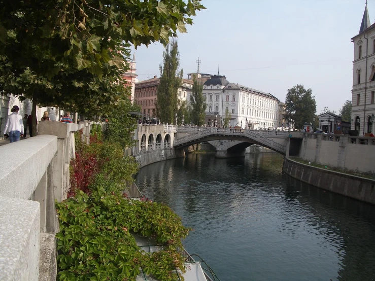 a river and a bridge on a street