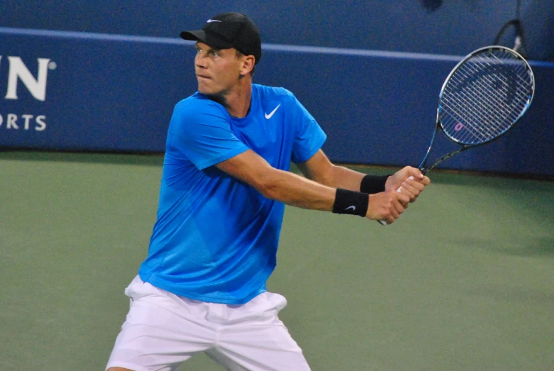 a tennis player on the court during a match