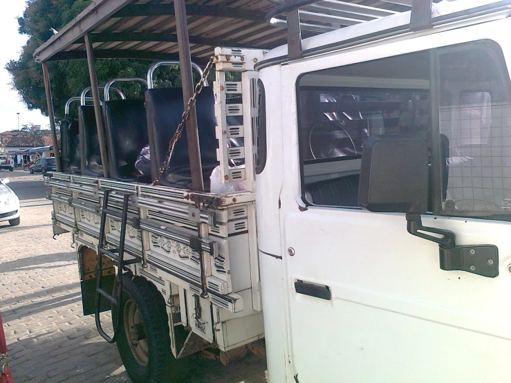 the vehicle is full of luggage being loaded