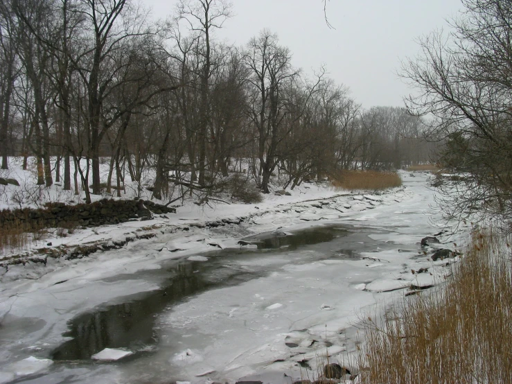 an image of an outdoor place with snow and water