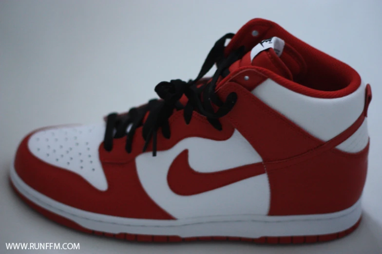 this is an image of a red and white sneakers
