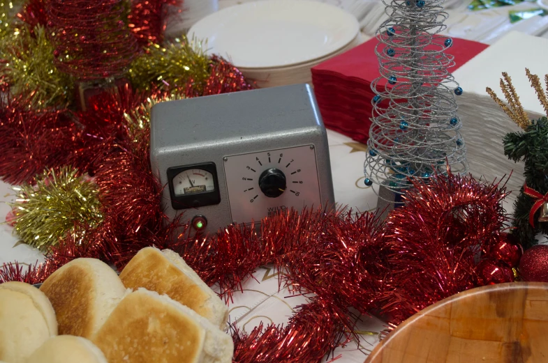 a table with several things that are all around