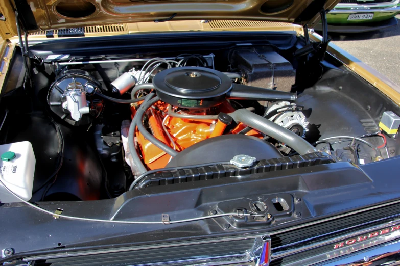 a close up of an engine in a car