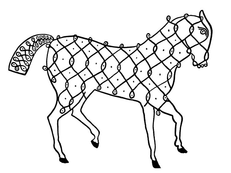 an image of a horse with squares on its back