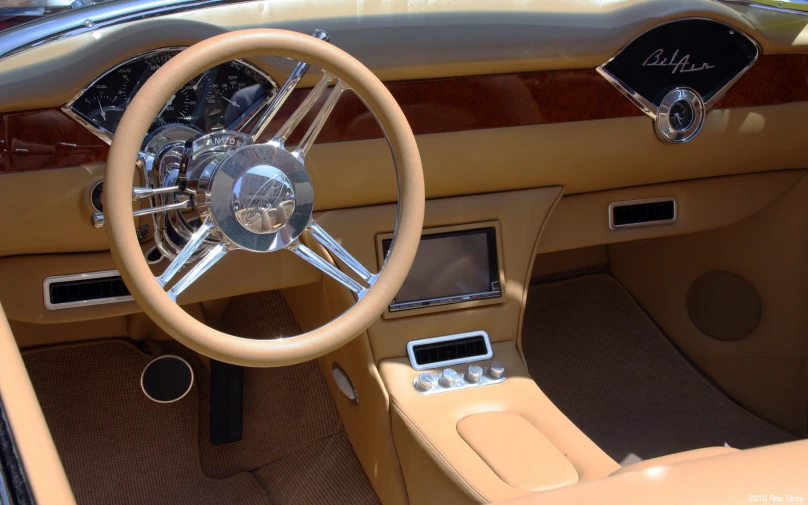 an interior view of a classic car