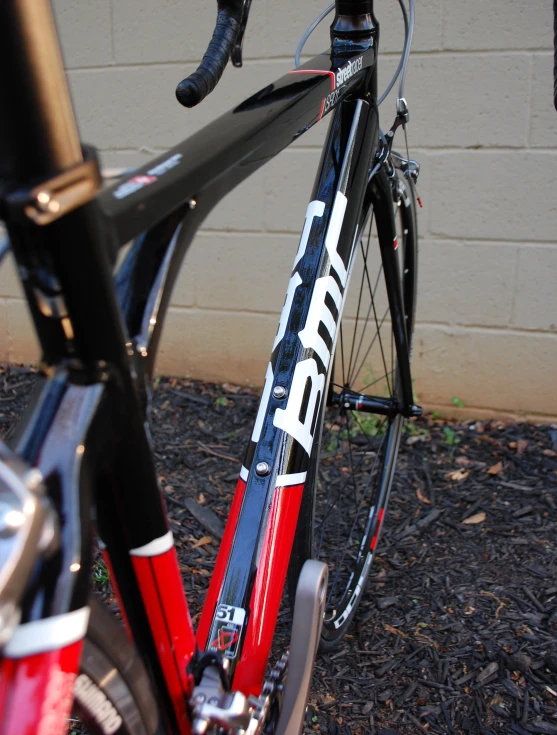 a close up of a bicycle on a street