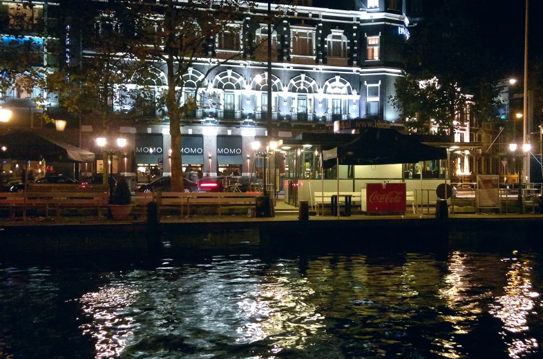 a big building near a body of water