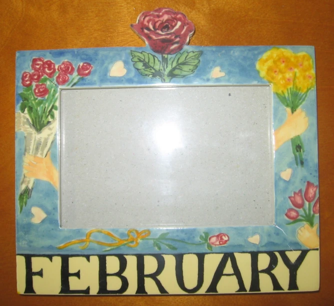 the floral frame with the name is decorated in white