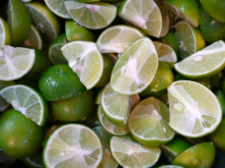 the whole limes are sliced into halves
