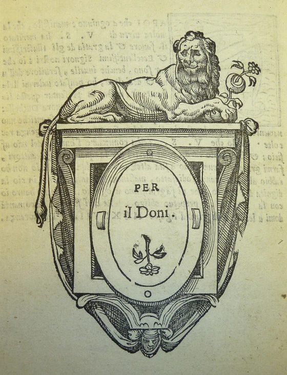 a drawing of a lion on top of a book page