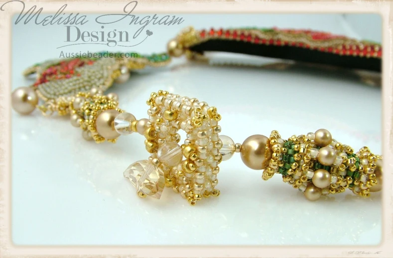 the beaded necklace with beads and crystal beading