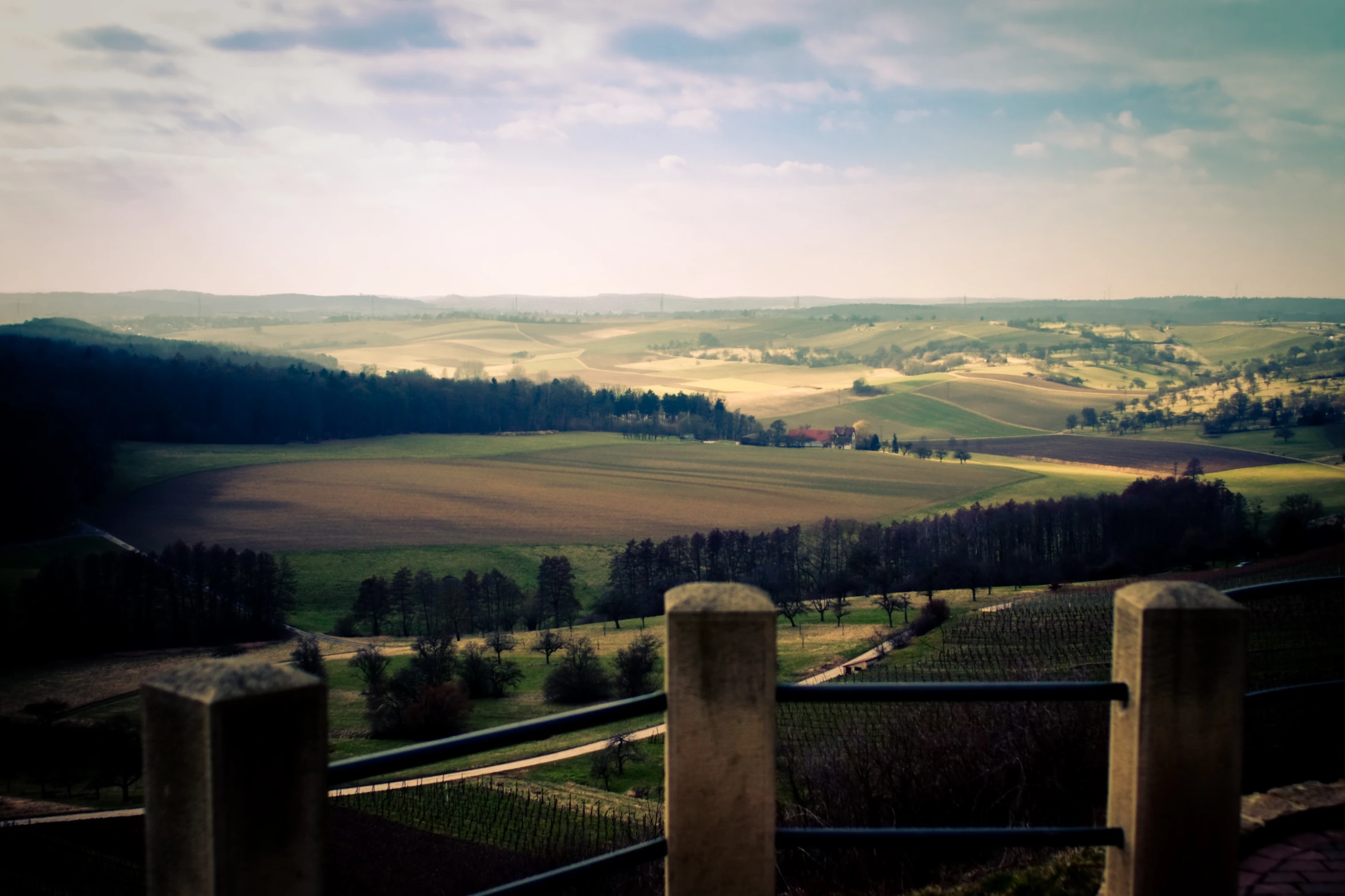 a hill is shown overlooking the countryside