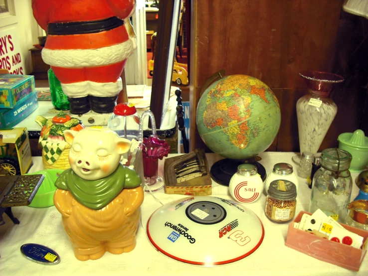 a christmas display is shown on top of a table