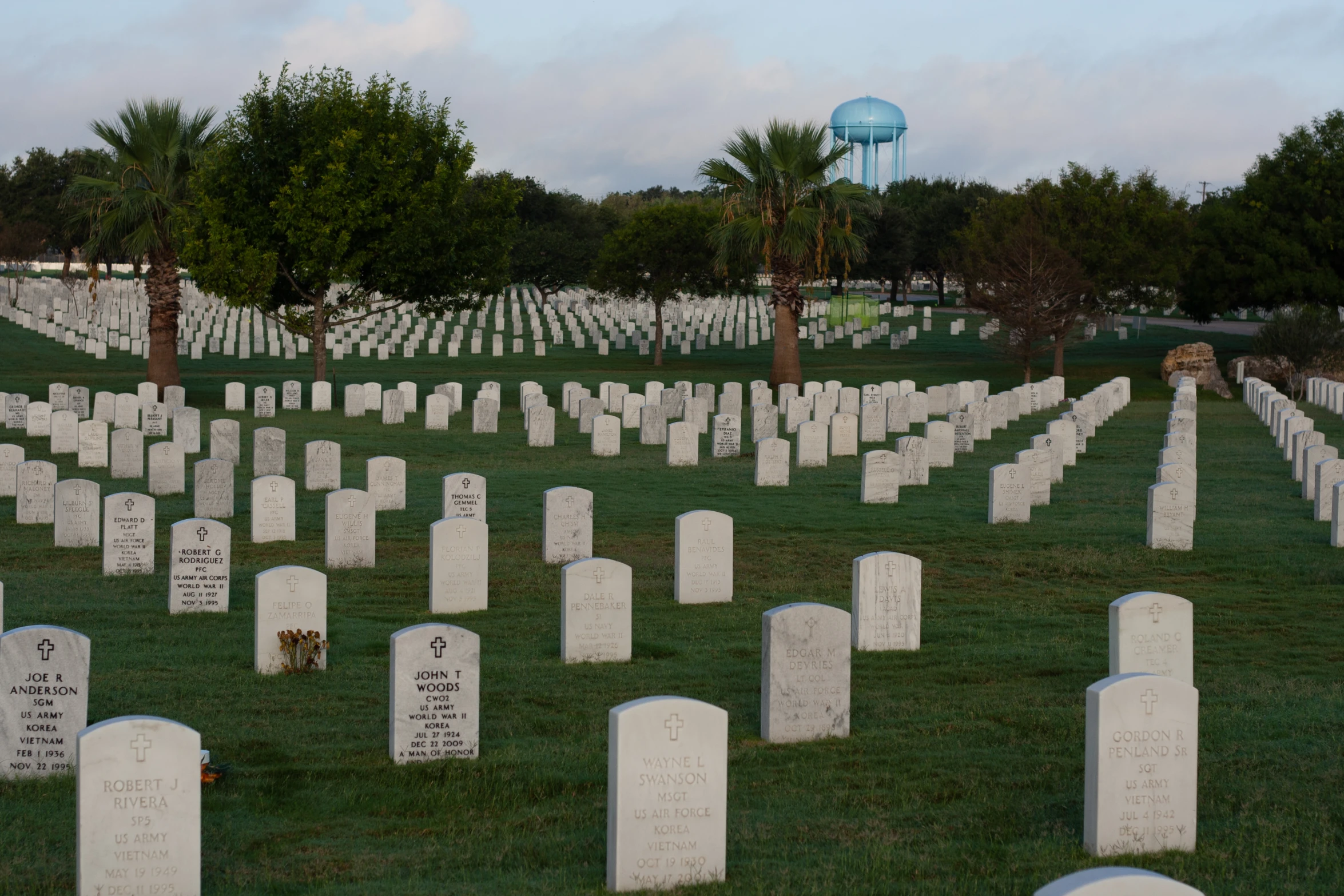 an entire cemetery filled with white headstones