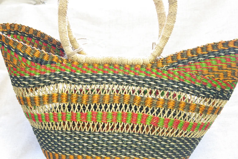 a handmade african purse on white with white background