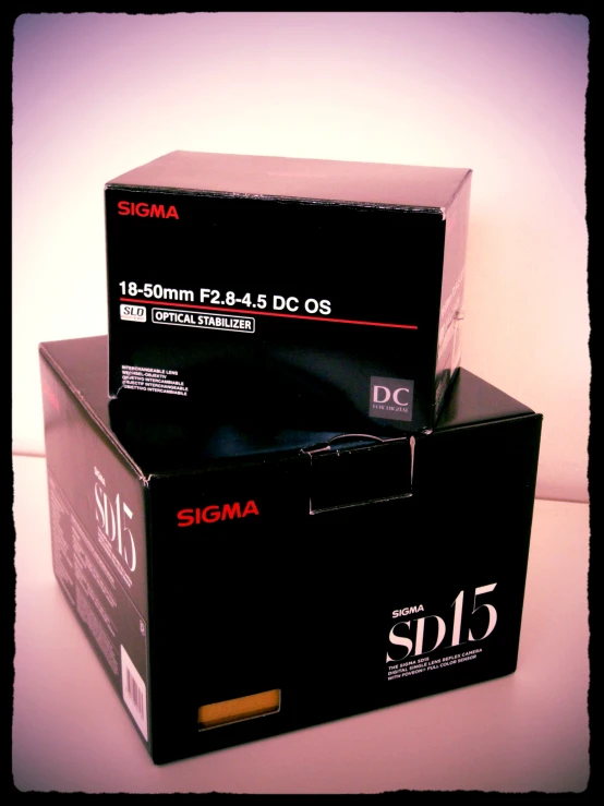 two large boxes for a single camera on a counter