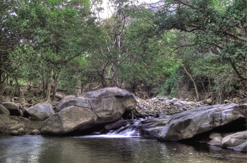 there is a rocky river that flows into it