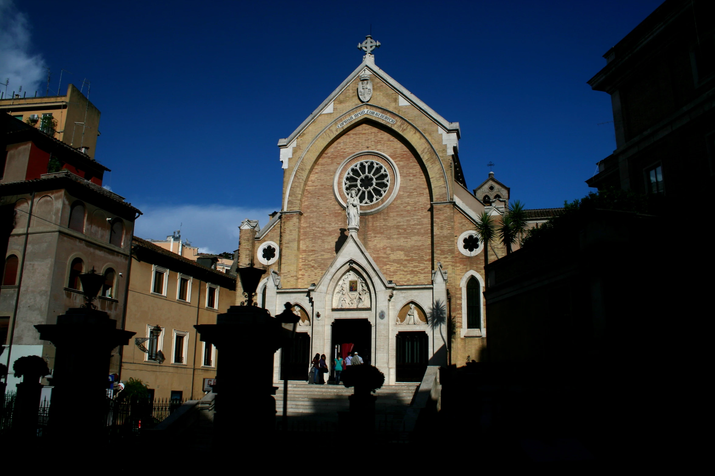 a large church with a clock on the front