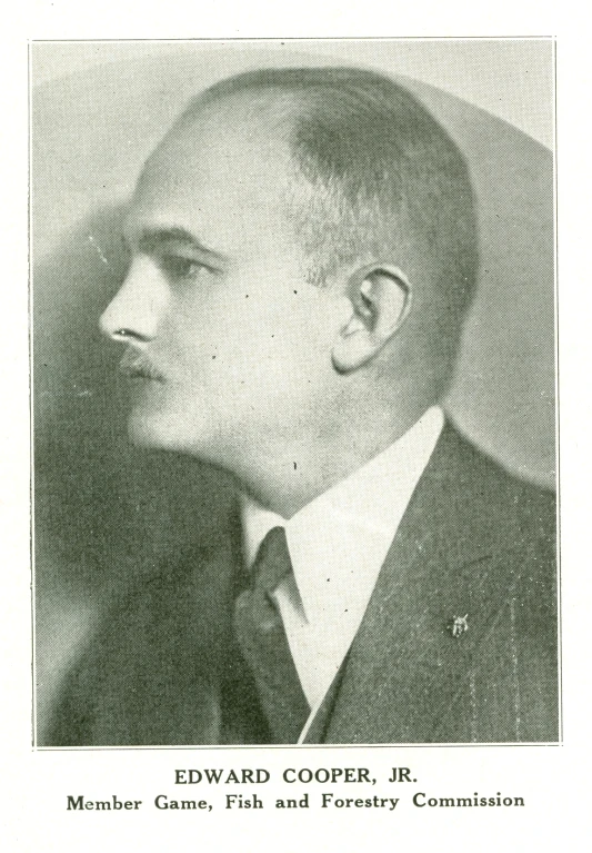 an old image of edward cooper jr in a suit and tie