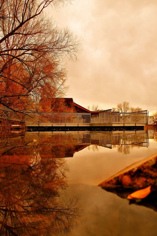 a very pretty wooden pier in the middle of a body of water