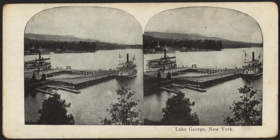 a black and white po with two pictures of boats in the water