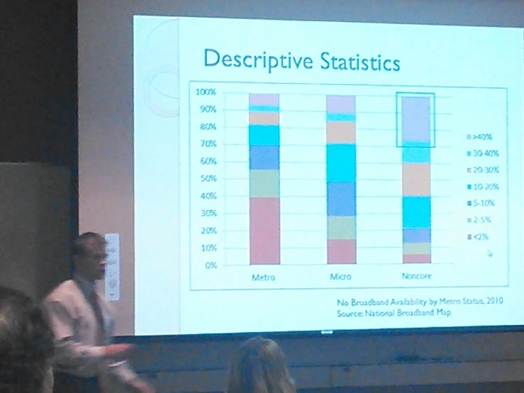 man giving a presentation on how to use descriptive statistics