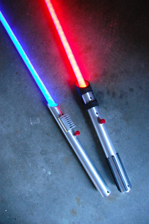 two led saber lights up the floor