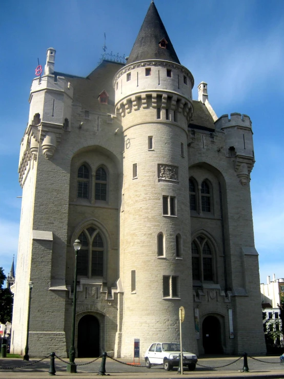 the castle sits near the traffic light