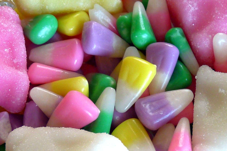 close up s of multi - colored candy gums