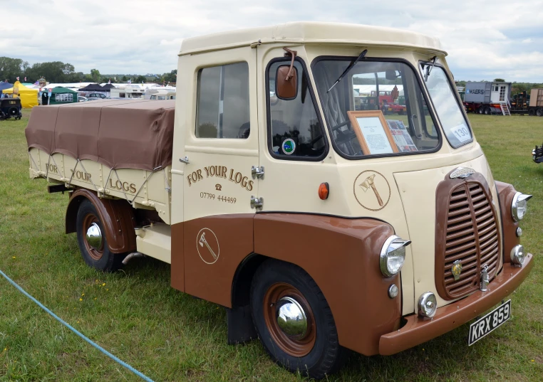 an old vintage truck is in the grass