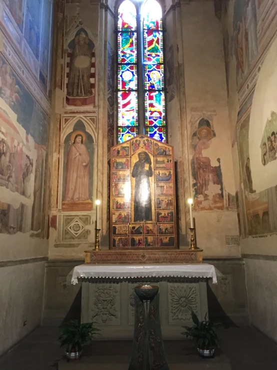 a church with a large window in front of it