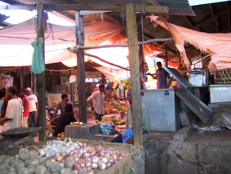 a food market filled with various foods including potatoes