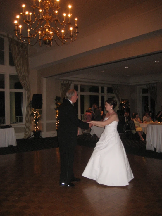 a man and woman are dancing on the dance floor