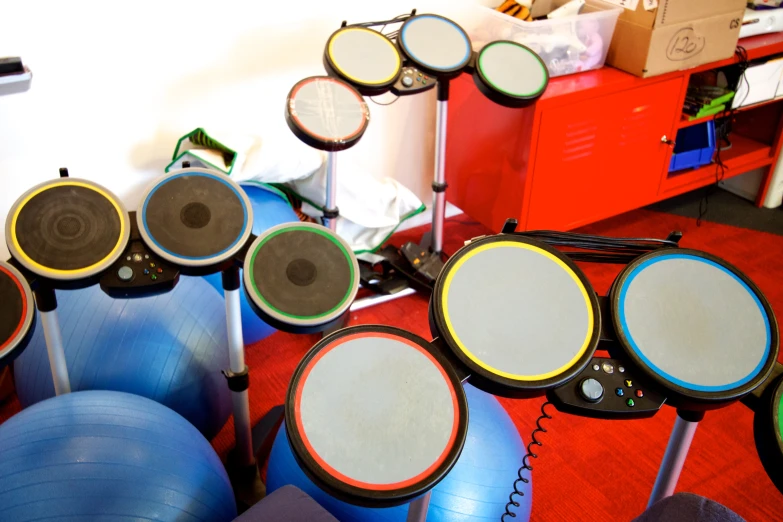 several types of musical instruments sit near each other