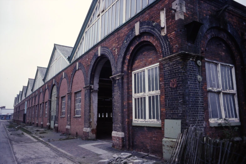 old building in the street with doors closed