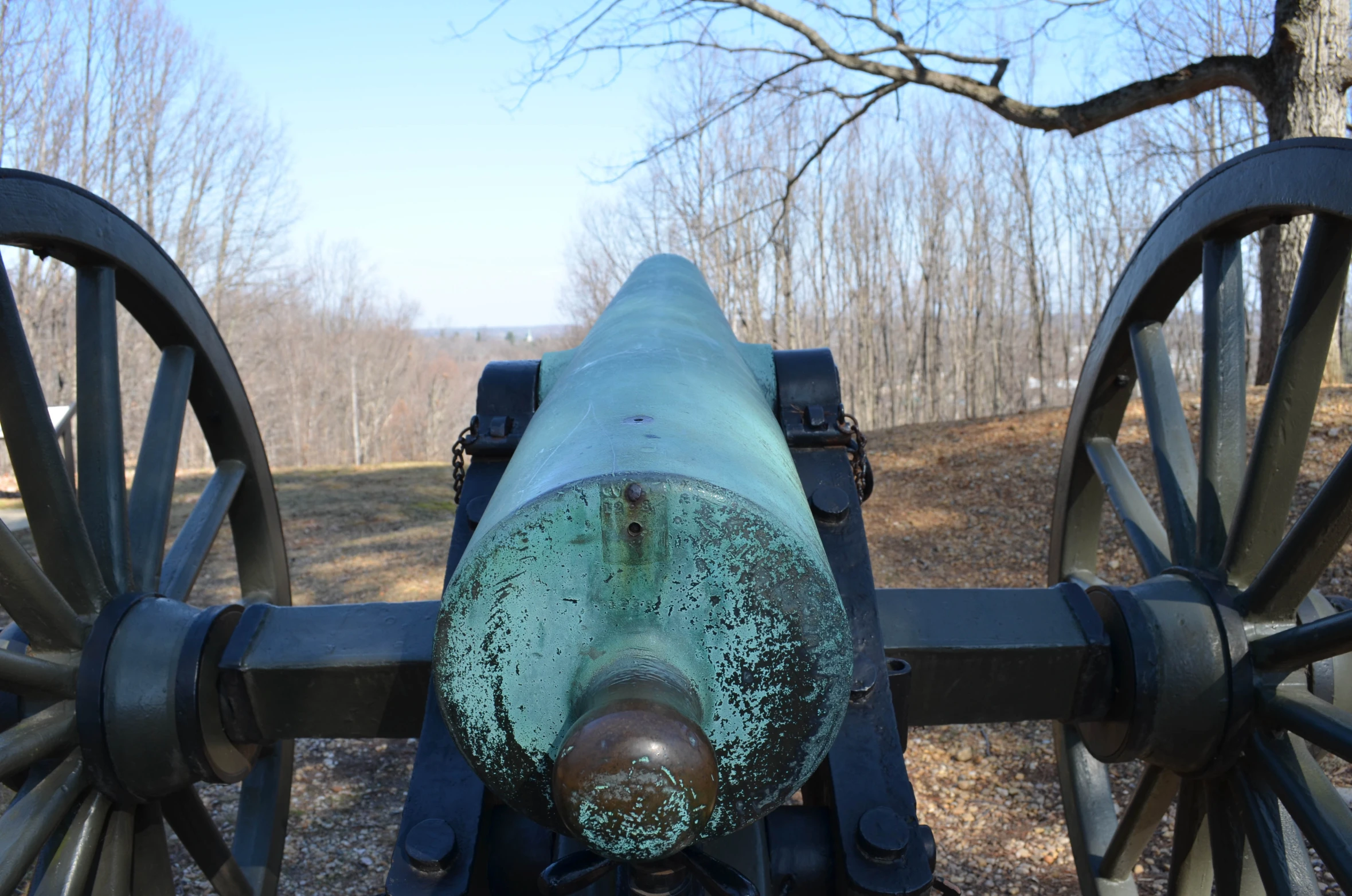 a cannon is set to fire while sitting on the ground