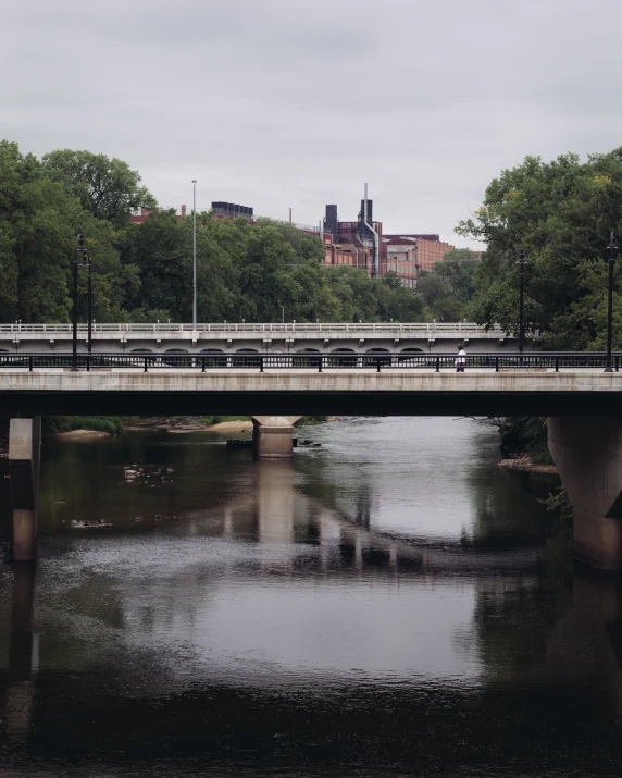 the skyline with many bridges across the river