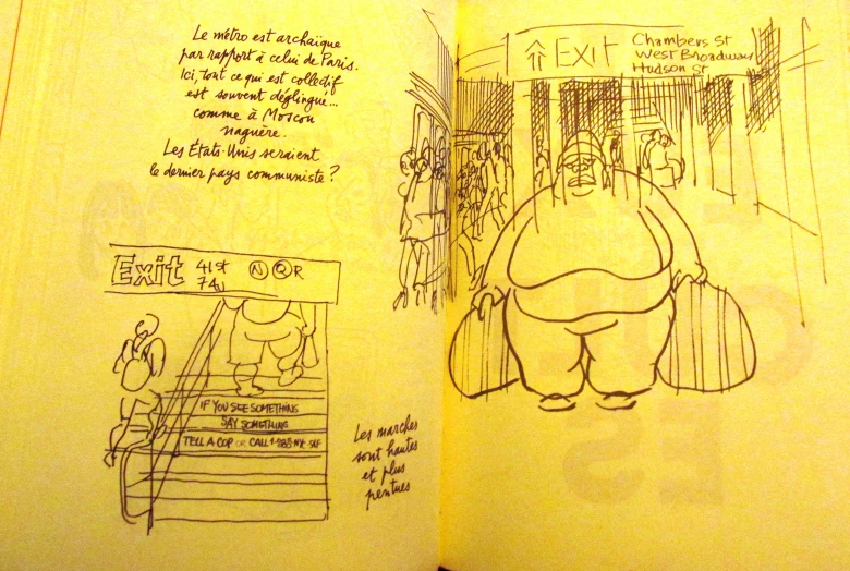 sketched pages with information on a yellow book