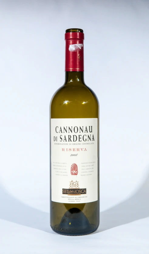 a bottle of wine from the island of carmanuiu in sardegan