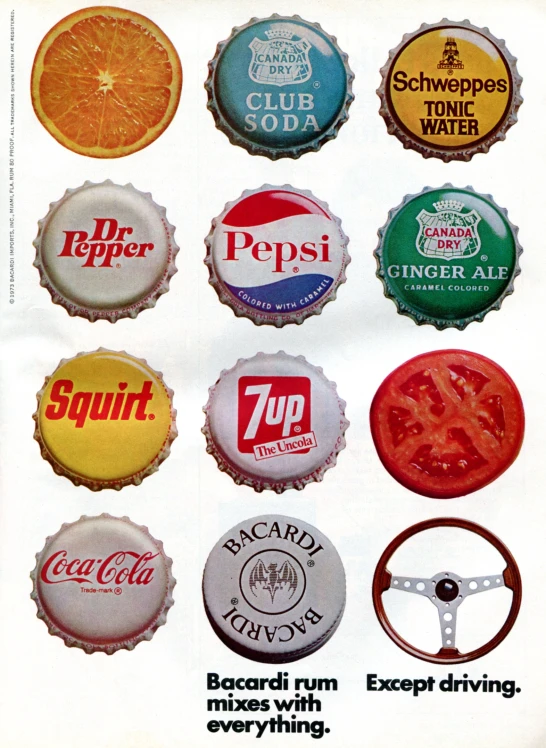 several types of beer cap badges showing their names