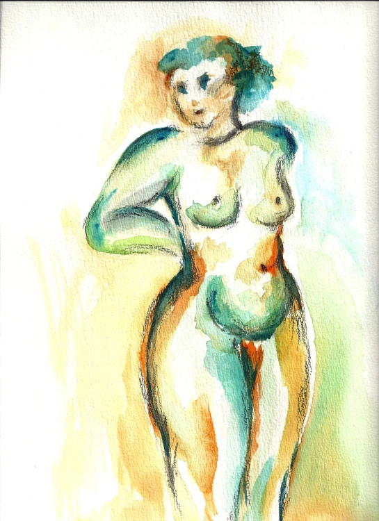 an illustration of a woman's body, the figure in pastel